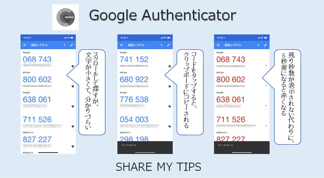 Google Authenticatorの画面